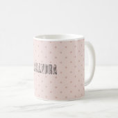 ピンクの水玉 名前入り コーヒーマグカップ (正面右)