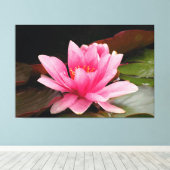 ピンクの水百合延伸キャンバスプリント キャンバスプリント (インサイチュ (ウッドフロア))