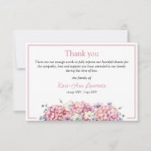 ピンクの水色あじさい夏花葬儀 サンキューカード (正面)