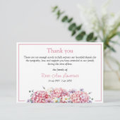 ピンクの水色あじさい夏花葬儀 サンキューカード (スタンド正面)