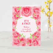 ピンクの水色おもしろいの花母の日 カード (黄色い花)