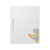 ピンクの水色かわいいサファリジャングル動物 ノートパッド (回転)