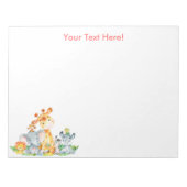 ピンクの水色かわいいサファリジャングル動物 ノートパッド (正面)