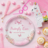 ピンクの水色かわいいフローラ蝶の赤ちゃんシャワー ペーパープレート (パーティー)