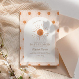 ピンクの水色かわいい太陽の赤ちゃんシャワー 招待状