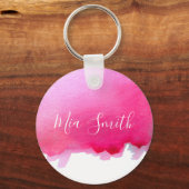 ピンクの水色かわいい女の子のギフト名 キーホルダー (正面)