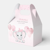 ピンクの水色かわいい象の女の子の赤ちゃんシャワー フェイバーボックス (正面サイド)