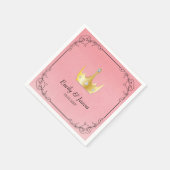 ピンクの水色とクラウン スタンダードカクテルナプキン (角)