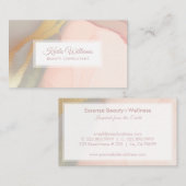 ピンクの水色と金ゴールド背景 名刺 (正面/裏面)