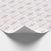 ピンクの水色のくるみ割りクリスマスラッピングパプ ラッピングペーパー (角)