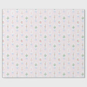 ピンクの水色のくるみ割りクリスマスラッピングパプ ラッピングペーパー (フラット)