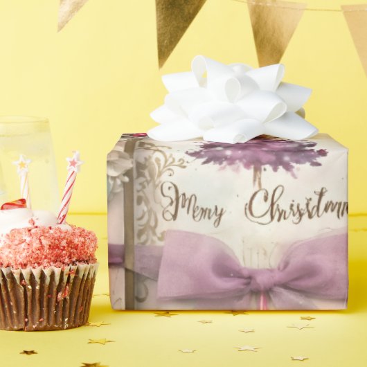 ピンクの水色のくるみ割りクリスマスラッピングパプ ラッピングペーパー (誕生日パーティー)