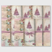 ピンクの水色のくるみ割りクリスマスラッピングパプ ラッピングペーパー (フラット)