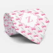 ピンクの水色のさくらんぼギンガムパタお洒落ーン ネクタイ (ロール)