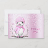 ピンクの水色のアヒルサンキューカード サンキューカード (正面)