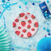 ピンクの水色のイチゴプレート ペーパープレート (パーティー)