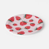 ピンクの水色のイチゴプレート ペーパープレート (アングル)