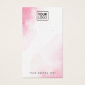 ピンクの水色のカスタムロゴのイヤリング表示カード (正面)