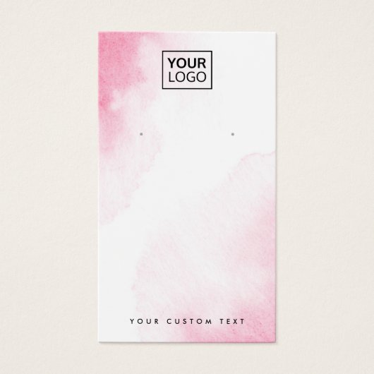 ピンクの水色のカスタムロゴのイヤリング表示カード (正面)