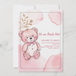 ピンクの水色のクマ 招待状