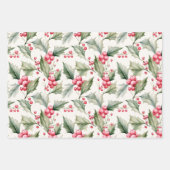 ピンクの水色のクリスマス ラッピングペーパーシート (正面3)