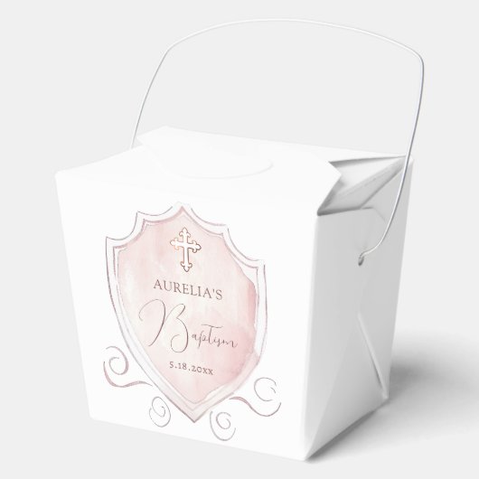 ピンクの水色のクレストのバプテスマを取り出す フェイバーボックス (正面)