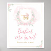 ピンクの水色のクレスト赤ちゃんシャワーベビーは甘い ポスター (正面)