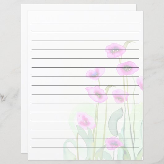 ピンクの水色のケシが並んだ (正面/裏面)