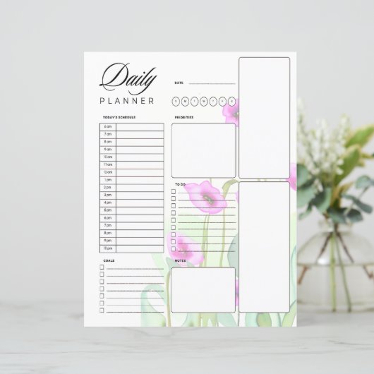 ピンクの水色のケシ毎日のプランナー (スタンド正面)