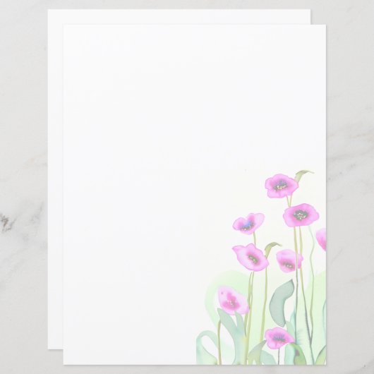 ピンクの水色のケシ (正面/裏面)