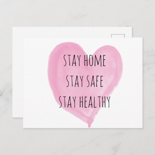 ピンクの水色のハートが健康に保つ ポストカード (正面/裏面)