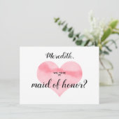 ピンクの水色のハートは私のメイド・オブ・オーナー（花嫁付き添い人）詩 招待状 (スタンド正面)