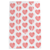 ピンクの水色のハートパターン ミディアムペーパーバッグ (裏面)