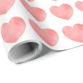 ピンクの水色のハートパターン ラッピングペーパー (ロールコーナー)