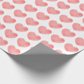 ピンクの水色のハートパターン ラッピングペーパー (角)