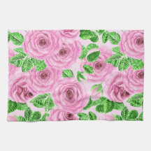 ピンクの水色のバラと葉バッド・パター