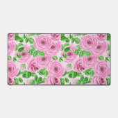 ピンクの水色のバラと葉バッド・パター デスクマット (正面)