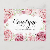 ピンクの水色のバラは私の花嫁になる インビテーションポストカード (正面)