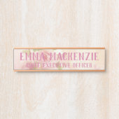 ピンクの水色のバラオフィスドアの看板 サインプレート (正面)