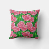 ピンクの水色のバラパターン クッション (裏面)