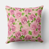ピンクの水色のバラパターン クッション (裏面)