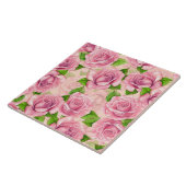 ピンクの水色のバラパターン タイル (側面)