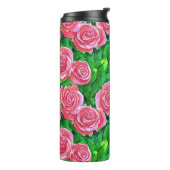 ピンクの水色のバラパターン タンブラー (回転左)