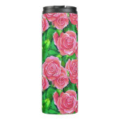 ピンクの水色のバラパターン タンブラー (裏面)