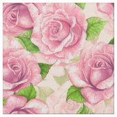 ピンクの水色のバラパターン ファブリック (クローズアップ)