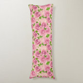 ピンクの水色のバラパターン ボディピロー (正面縦)