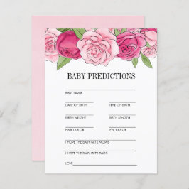 ピンクの水色のバラ赤ちゃんシャワー予測 招待状