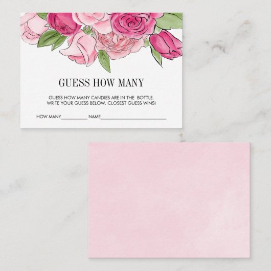 ピンクの水色のバラ赤ちゃんシャワー推測ゲーム エンクロージャーカード (正面/裏面)