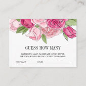 ピンクの水色のバラ赤ちゃんシャワー推測ゲーム エンクロージャーカード (正面)