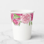 ピンクの水色のバラ赤ちゃんシャワー 紙コップ (裏面)